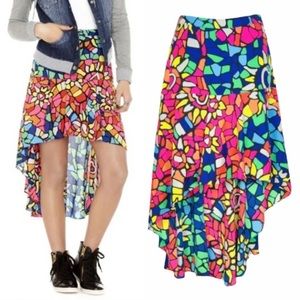 L’Amour NANETTE LEPORE Faith Mosaic Hi-Lo Skirt XS